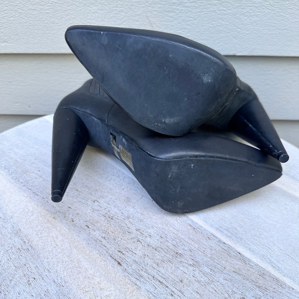 Jeffrey Campbell Black Leather Pointed Toe Cone Heel Ankle Boots Womens 8 - Picture 8 of 15